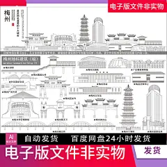 广东梅州地标建筑梅州矢量梅州剪影梅州天际线梅州元素梅州素材AI