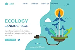 Flat ecology landing page template