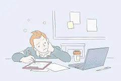 简约清新帅气男生手表背包下班回家手绘人物素材插图插画设计AI