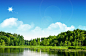 树林境域湖泊风景图片素材