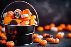 甜丝丝的万圣节派对上糖果摄影图片