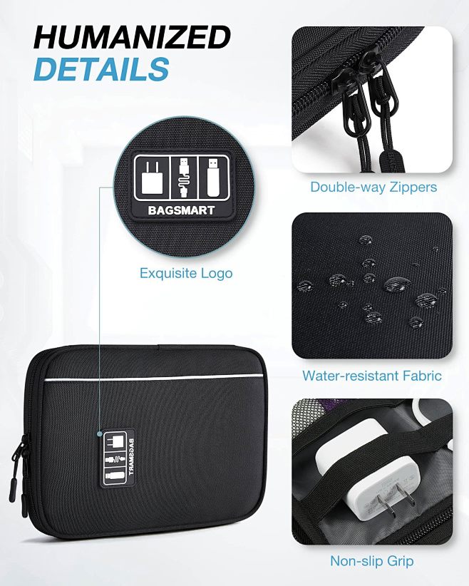 Bagsmart Organiseur Électronique Pour Câbles USB, Clés Et Cartes Mémoire - Voyage Et Quotidien