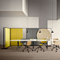 office with Parentesit freestanding space devider, Catifa chairs and Meety table by LievoreAltherr molina