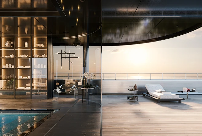 CoronaRender design free Interior Pool Render scene sea yacht (3)-花瓣网