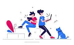 可爱风手绘男孩女孩人物插画