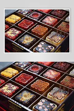 AI数字艺术中秋节送礼月饼礼盒图片