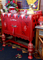 Hand painted Moulin Rouge waterfall buffet.