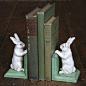 HomArt’s cast iron Bunny Bookends are delightful home accents crafted by artisans and hand painted in weathered white on an attractive sage green base. These lifelike bunnies will keep books upright while acting as charming decorations. This bookend Produ