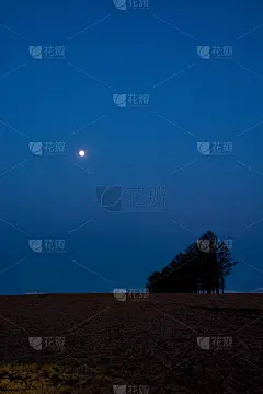 春天的田野和满月