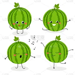 西瓜,表情符号,舞台,动画片,背景分离,热带气候,色彩鲜艳,儿童,舞蹈,人的眼睛