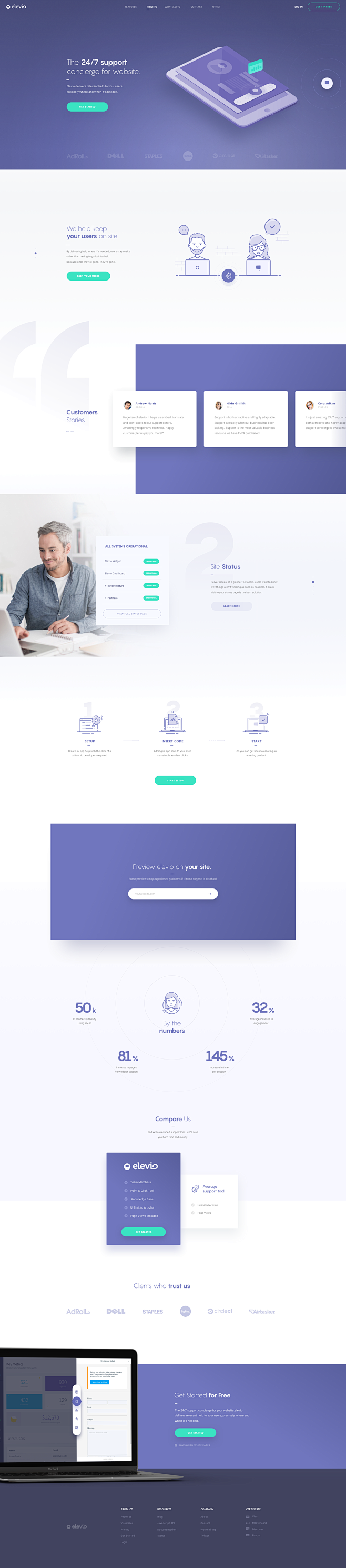 Elevio landing page