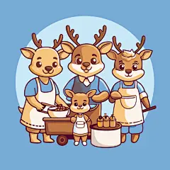 卡通人物梅花鹿娃娃插画