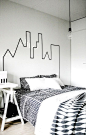 DIY Washi Tape Skyscraper Headboard via Charlotte Minty: 