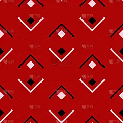 几何无缝模式。黑红白背景