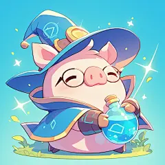 和谐的猪魔术师卡通风格