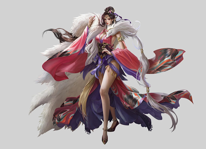 中国风，手绘美女，原画，古装美女。