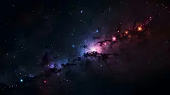 点击来源直接获取大图文件 |深蓝色、紫色和黑色交织的星空银河壁纸