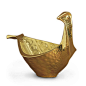 Modern Pottery | Medium Gold Bird Decorative Stoneware Bowl | Jonathan Adler