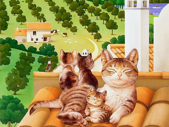 日本插画大师村松诚笔下的猫