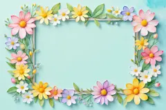 叶子花卉卡通手绘背景漫画边框图片