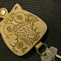 土豆手造纯手工头层植鞣革牛皮原色雕花卡通钥匙包猫礼物个人订制 原创 设计 新款 2013