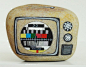 原创手绘石头 创意礼物 怀旧电视机 - 哇噻网