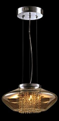 Produtos Infinity Modern Lamp - Grupo Metais Bianca Medidas: Ø50*20CM Material: VIDRO METALIZADO E CRISTAIS Descrição PENDENTE JUPTER COM VIDRO METALIZADO ÂMBAR COM CRISTAIS NA PARTE INTERNA. LÂMPADA G9