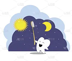 牙齿卡通吉祥物刷牙日