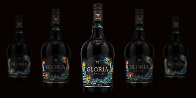 Gloria白兰地黑版酒包装设计，来源自...