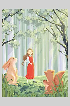 清新淡雅赏花季立春插画素材海报