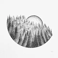 黑白手绘插画#针管笔#来自插画师Anette Sommerseth （@手账教室） ​​​​