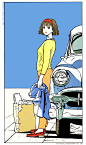 江口寿史笔下的少女｜1977年出道的漫画家江口寿史，因为拖稿严重，被视为与富坚义博齐名的拖稿之王。《未麻的部屋》《老人Z》的人设也出自他之手。他笔下的少女，画风简洁，又带有独特的80年代氛围，在广告、插画领域也颇有人气。