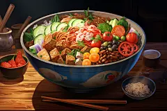 美味营养麻辣烫冒菜美食插画