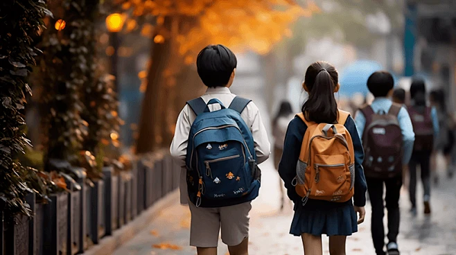 背着书包上学的小学生孩子背影学校校园开学季教育学生学习成长图片下载 - 觅知网-花瓣网