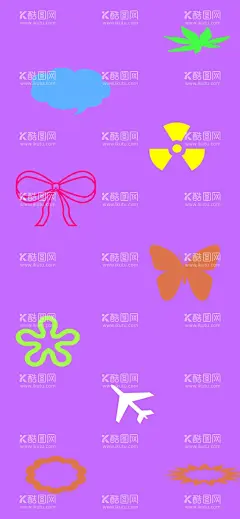 杂图壁纸  - 源文件下载【酷图网】紫色,手机壁纸,蝴蝶,飞机,小花,白云,小清新,