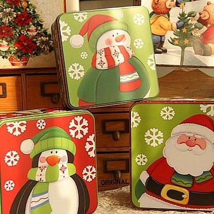 新款 圣诞主题方形大号叁件套 收纳铁盒 ...