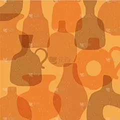 手工陶艺作坊。手工创意工艺标识概念。纹理的花瓶。手绘矢量集