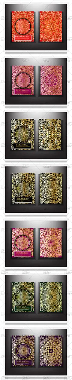古典名族复古金色繁复纹饰曼陀罗花卉图案封面卡片平面设计素材ai-淘宝网