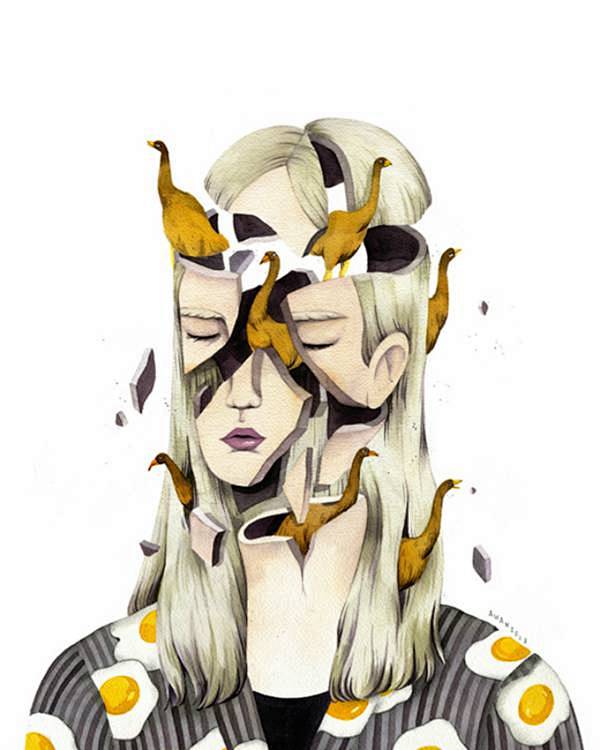 Andrea Wan 敏感细腻的手绘插画...