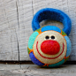 Baby's Luxury WOOLY Spring Flower Rattle in Blue Made to Order