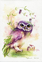 PRINT – Sweetie Owl Watercolor painting 7.5 x 11” The artwork print reproduction of my Original Watercolor painting.  Printed area: 7.5 x 11