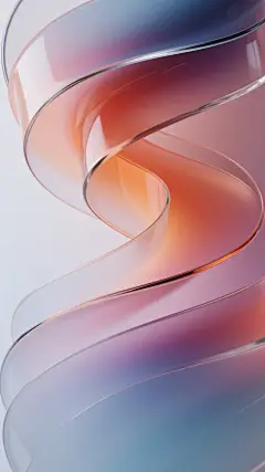 磨砂玻璃质感的 3D 扭曲渐变，壁纸，柔和细腻，撞色搭配，获奖壁纸作品