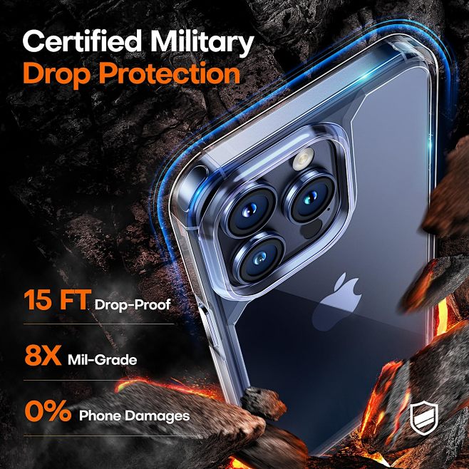 TAURI 5 In 1 Schutzhülle Für IPhone 15 Pro – Mit Panzerglas & Kameralinsenschutz, Militärschutz, Magnetisch, 6,1 Zoll