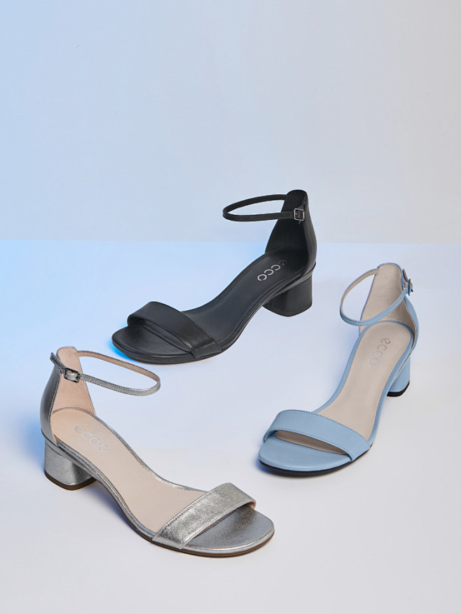 ecco爱步女鞋2020年新款一字带职业高跟鞋塑雅45粗跟凉鞋290103tmall