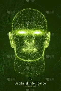 人类大数据可视化。未来的人工智能概念。网络心灵美学设计。机器学习。复杂的数据线程以二进制数据头的形式