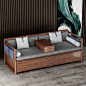 罗汉床新中式伸缩推拉罗汉床实木中式沙发