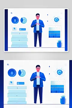 扁平插画中的仪表盘概念-众图网