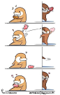 两只小水獭的生活日常，每天除了吃吃吃，就是各种撒狗粮。慵懒又可爱，戳中萌点
twi.kagijouurushi ​​​​#二次元条漫##漫画# ​​​​