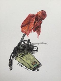 中性笔加水彩，80后童年，八哥作品。 ​​​​