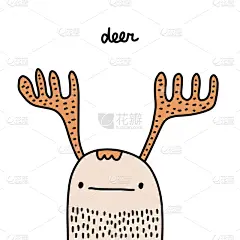 绘画插图,卡通,时尚,鹿,矢量,手,漫画,可爱的,英文字母t,现代